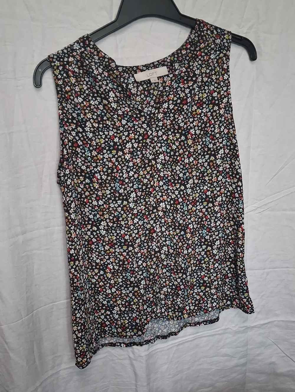 LOFT Black Floral Ditsy Print Sleeveless Tank